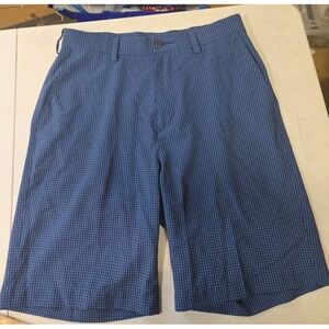Roundtree & York Performance Mens 30 Blue Check Shorts Stretch Pockets Golf